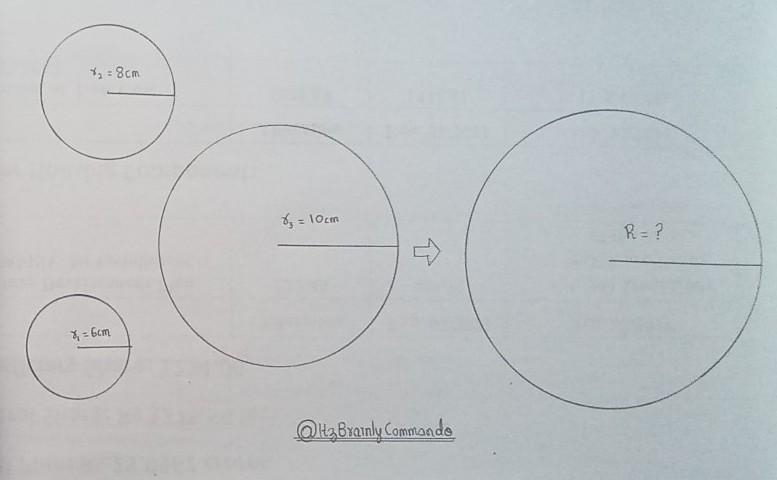 Metallic spheres of radii 6 cm, 8 cm and 10 cm, respectively, are melted to form a-example-1