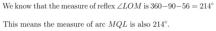 The measure of arc MQL IS degrees​-example-1