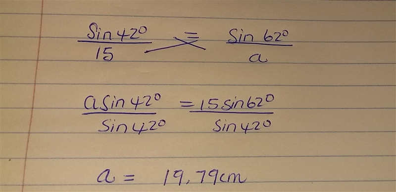 B= 15 cm 76° a = ? 42° B-example-1