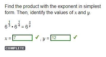 Find the product with the exponent in simplest form. Then, identify the values of-example-1