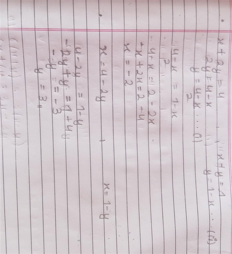 Solve the System of Equations x = -2 ; y = 3 .(Choose from a,b, or c. Show your work-example-1