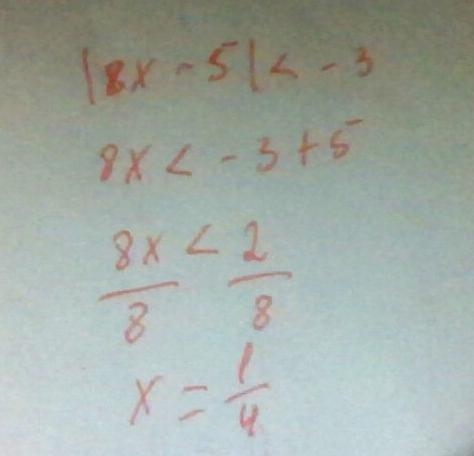 Solve each inequality |8x+5|<-3-example-1