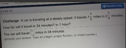 A car is traveling at a steady speed. It travels 1 miles in 2 minutes. 2 4 How far-example-1