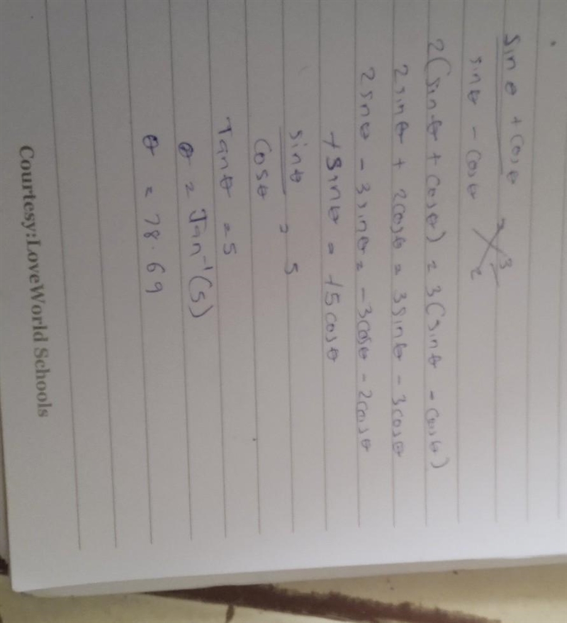 Solve (sin∅+cos∅/ sin∅-cos∅)=(3/2) for 0⁰<∅<360⁰ The answer is "78.7⁰ or-example-1