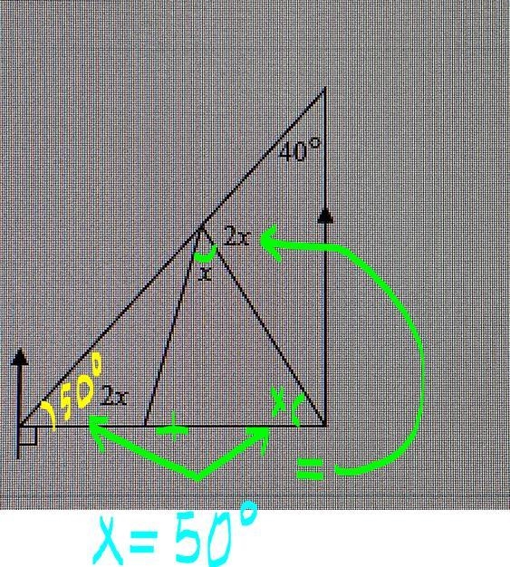 Label the vertices and all the elements needed. Find x. Give reasons!-example-1