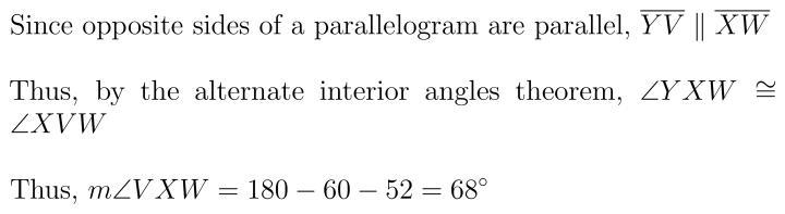 Find the m < VXW of the parallelogram-example-1