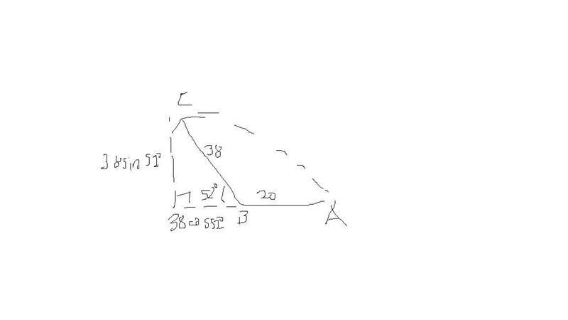 A motorcycle travels 20 miles west and then turns and goes 52° north of west another-example-1