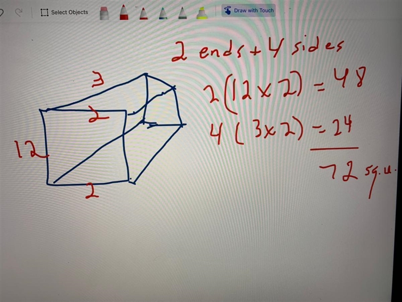 What is the Surface area of a rectangle with a length of 3 width of 2 and a height-example-1