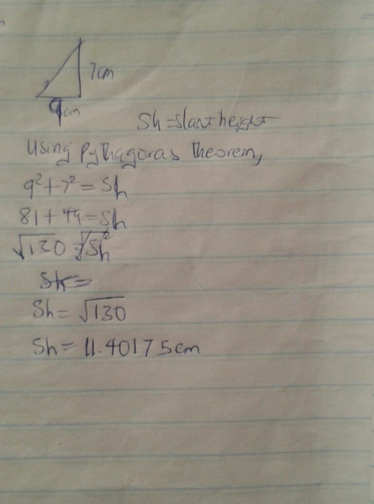 PLEASE HELP 2. Calculate the slant height for the given cone. Round to the nearest-example-1