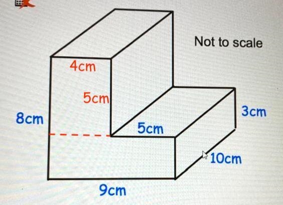 5. 8cm The diagram shows a prism. 9cm 5cm Not to scale Work out the volume of the-example-1