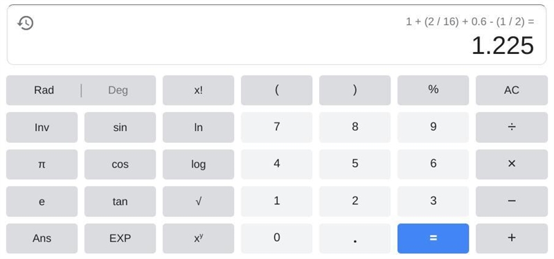 What is the sum of 1 2/16 + .6 + (-½)-example-1