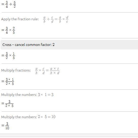 Divide. 3/4÷2 1/2 Responses 3/10 1 1/2 1 7/8 3 1/3-example-1