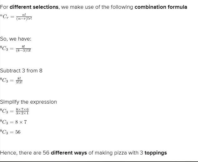 A pizza shop has available toppings of anchovies, bacon, mushrooms, onions, sausage-example-1