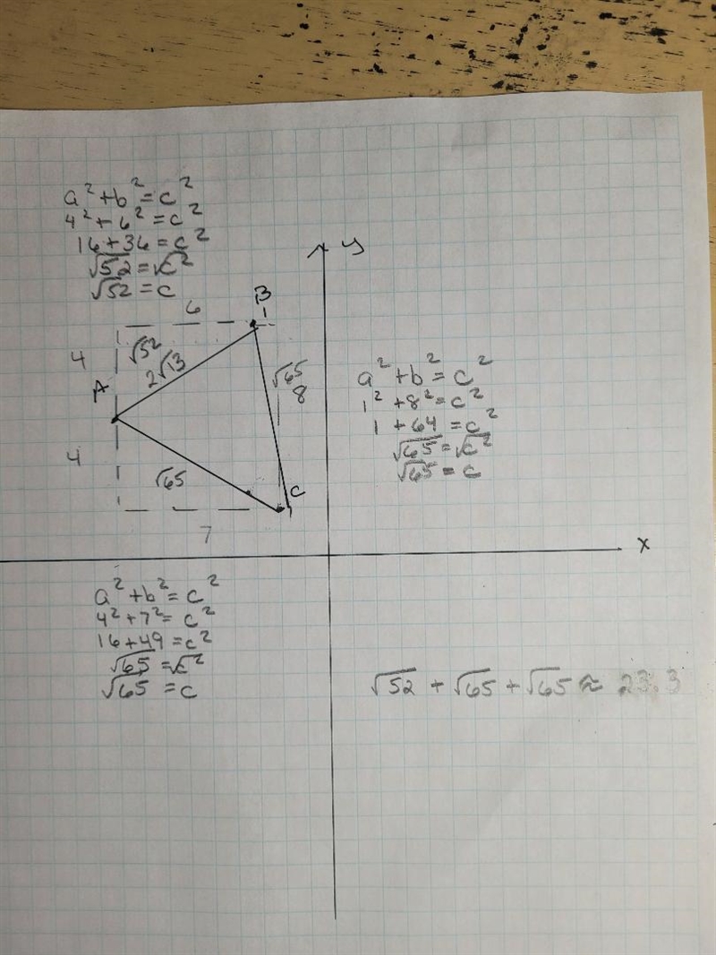 Determine, to the nearest tenth, the perimeter of the triangle shown in the accompanying-example-1