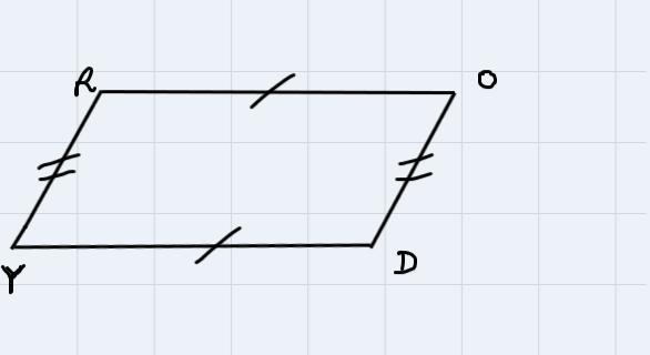 In parallelogram RODY, angle R = (7x + 22) and angle O = ( 9x – 2 ) . What is the-example-1