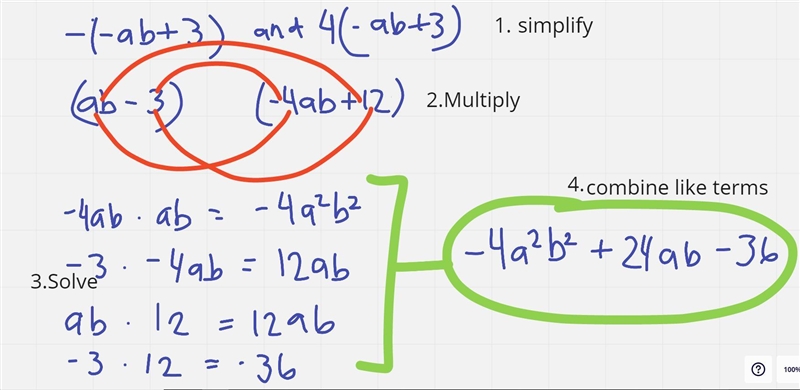 3. What is the sum of the polynomial -(-ab + 3) and 4(-ab + 3)?-example-1