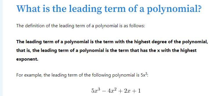 What is the leading term of the polynomial given x^6-x^2-example-1