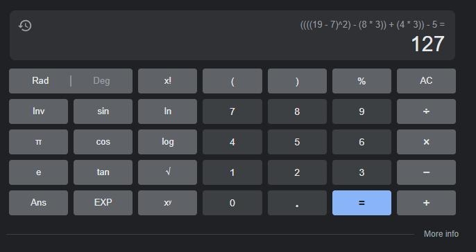 (19−7)^( (2) ) −8*3+4*3−5-example-1