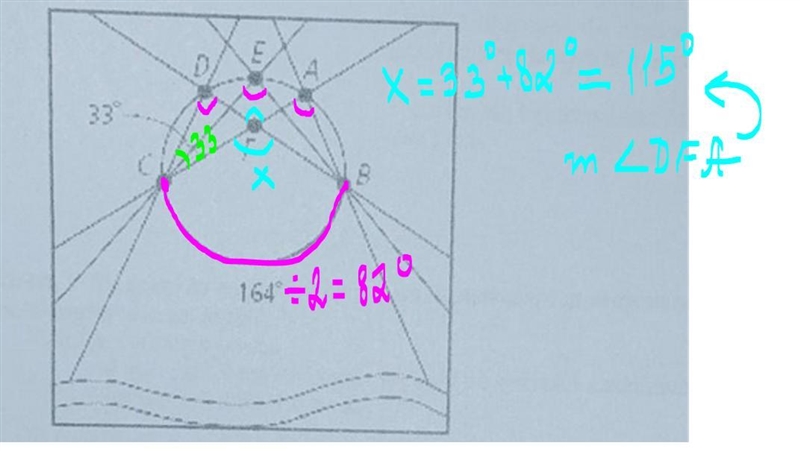 Can someone help me here NONSENSE=REPORT topic: Inscribed Angles and Intercepted Arc-example-2