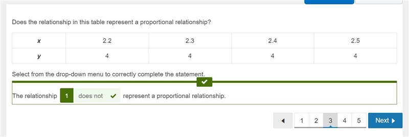 What is the constant of proportionality in this proportional relationship? x 2 3 4 5 y-example-3