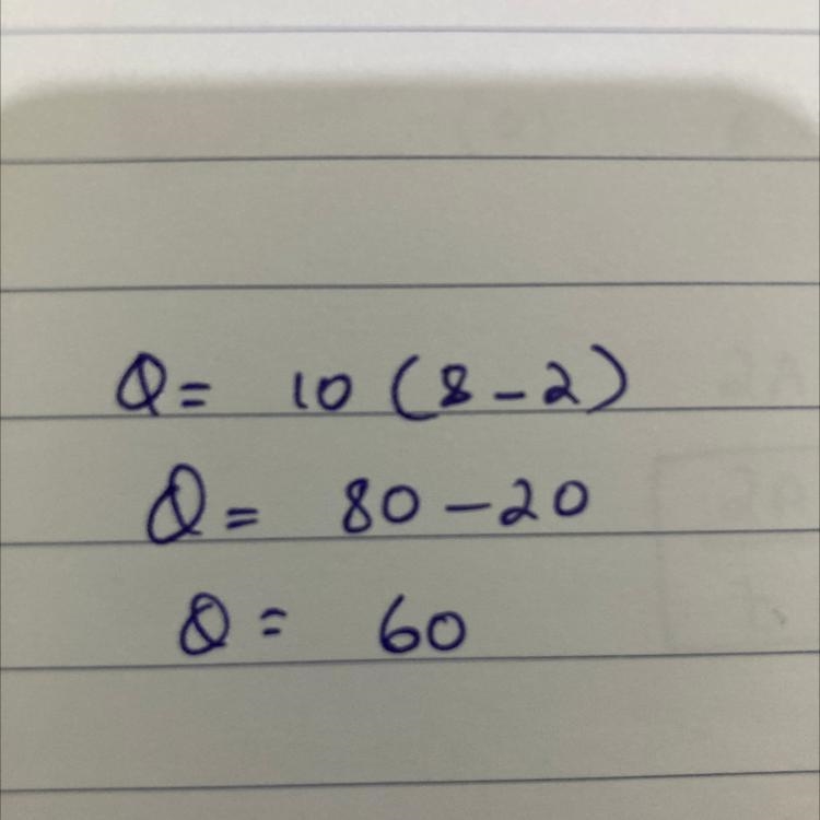 Find Q when x=8 and y=2. Q= 10(x-y).-example-1