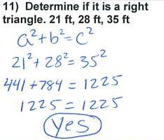 What is the hypotenuse of 21ft and 28ft-example-1