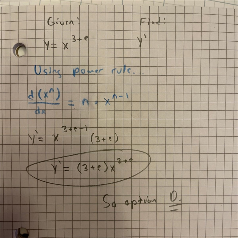 Find the derivative of Y=x^3+e, where e is a constant.-example-1