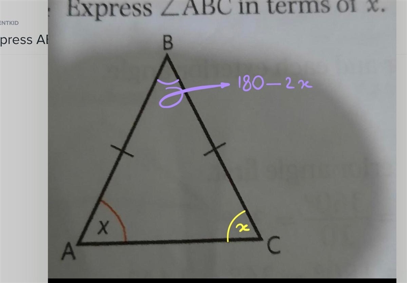 How to express ABC in terms of x?​-example-1