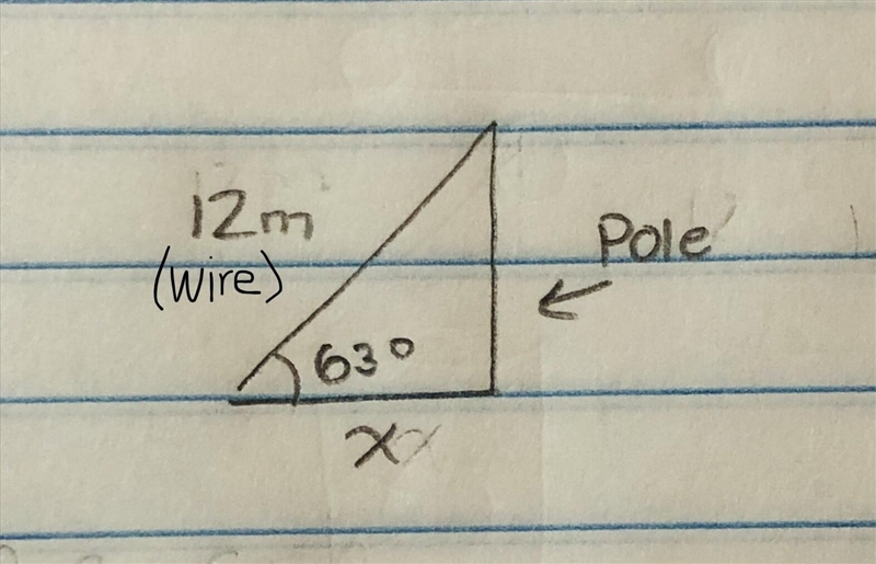 A flagpole is anchored to the ground by a guy wire that is 12 m long. The guy wire-example-1