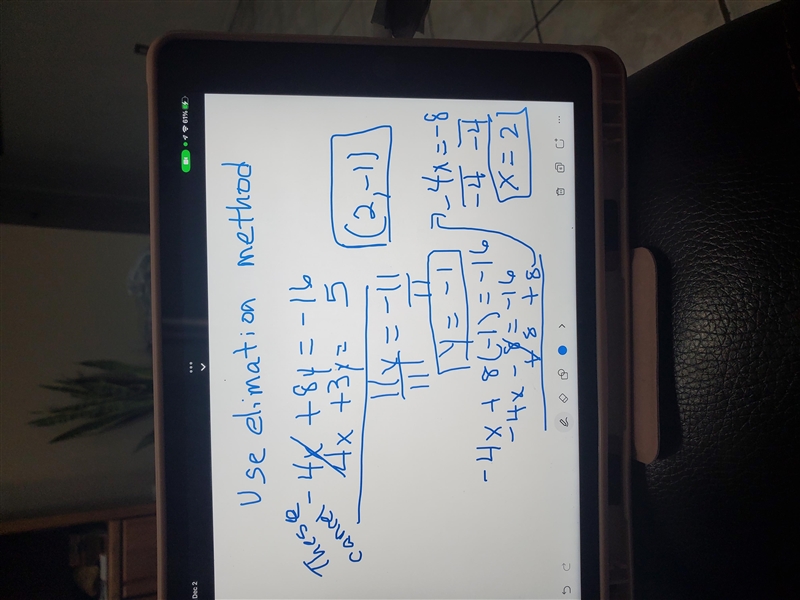 Algebra 1 solve the system of equations without graphing. show reasoning. please explain-example-1