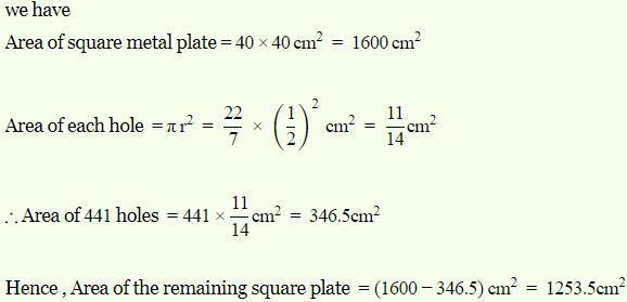 A square metal sheet has the side length of 1 cm. À circular hole of radius 2/5 cm-example-1