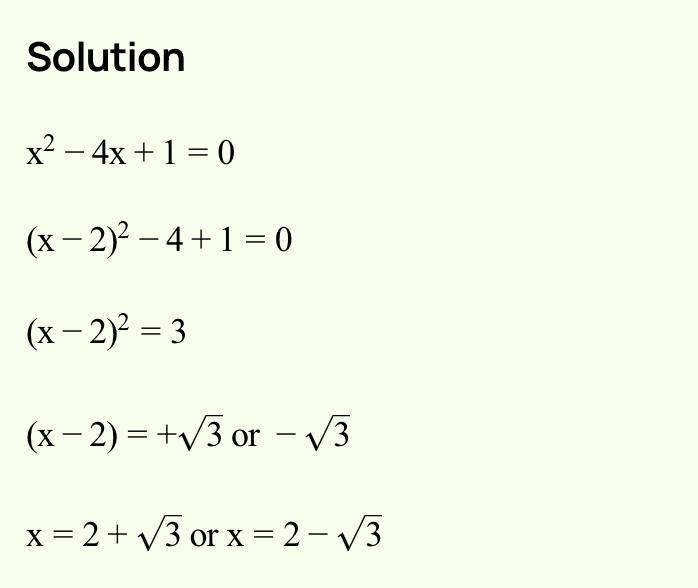 X ² + 4x + 1 = 0 Solve the quadratic equation by completing the square ​-example-1