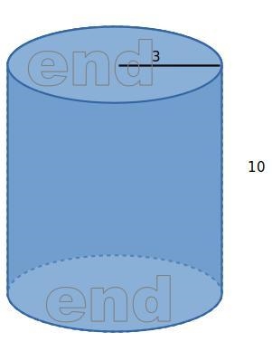 A cylinder has a height of $10$ and a radius of $3.$ Determine the total surface area-example-1