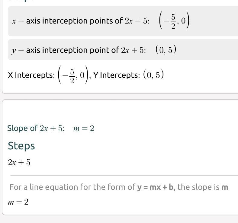 Work out m and c for the line: y = 2 x + 5-example-1