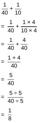 Which value for x makes the sentence true? 1/40 + X = 1/8. А. 3/20 B. 1/10 C. 1/24 D-example-1