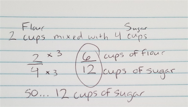 HELPPPPP For a given recipe, 2 cups of flour are mixed with 4 cups of sugar. How many-example-1