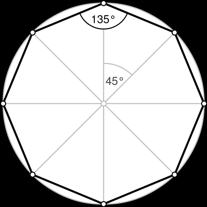 What is the degree measure of one central angle of a regular octagon?-example-1