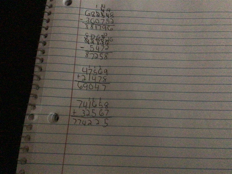 682,548-300,752= 92,730-5,472= 47,569+21,478= 741,658+32,567=-example-1