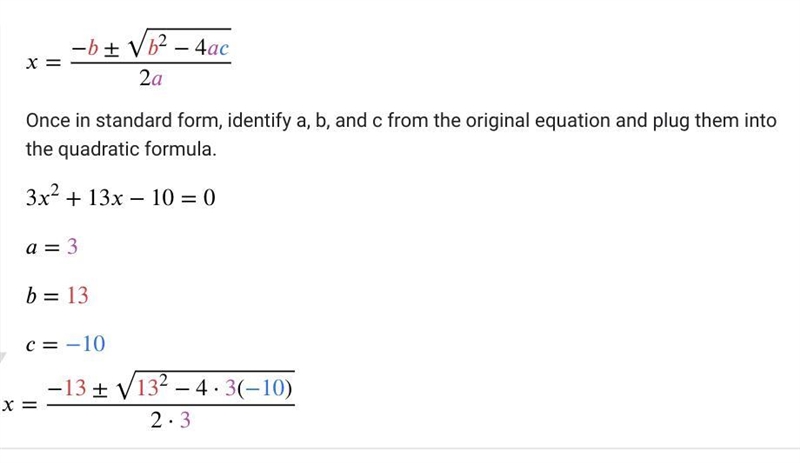 What are the solutions to 3x^2+13x=10?​-example-2