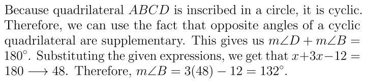 Quadrilateral ABCD is inscribed in this circle What is the measure of angle b?-example-1