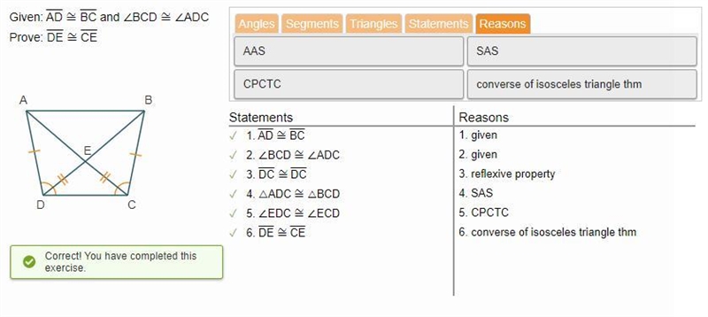 Given: AD BC and BGD= ZADC Prove: DE CE A D E C B Assemble the proof by dragging tiles-example-1