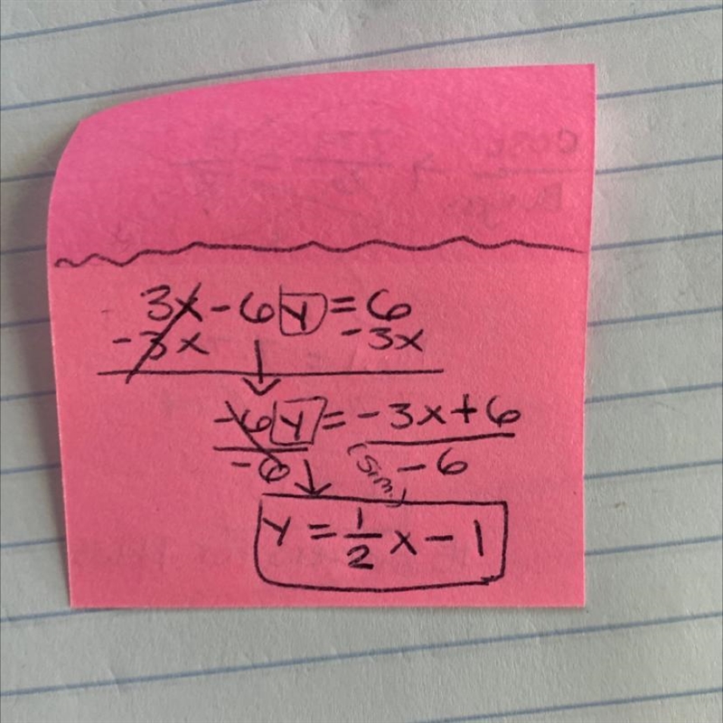 3x-6y=6. Solve for y-example-1