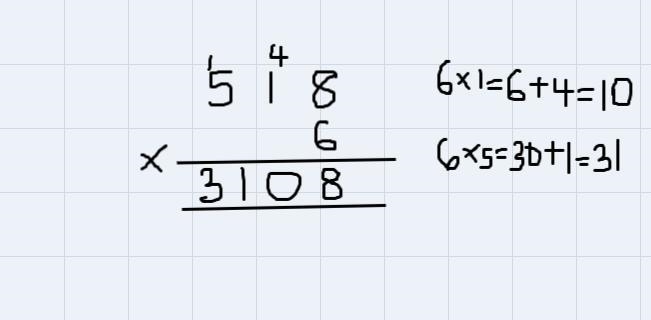 Please find the value of 518x6 and show the reasoning!-example-1