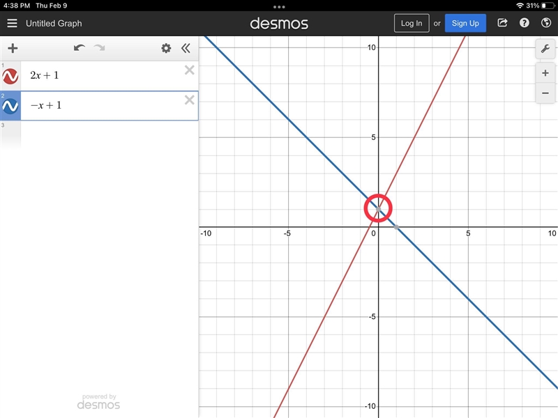 What is the y-coordinate of the solution to the following system of equations? y=2x-example-1