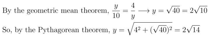 What is the value of x and y A x=6.15, y=7 B x=2, y=5 C x=8, y= 9 D x=2✔️14, y= 2✔️10-example-1