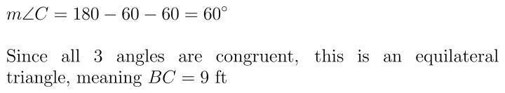 Find the measure of angle c in the triangle below. Then find the length of segment-example-1