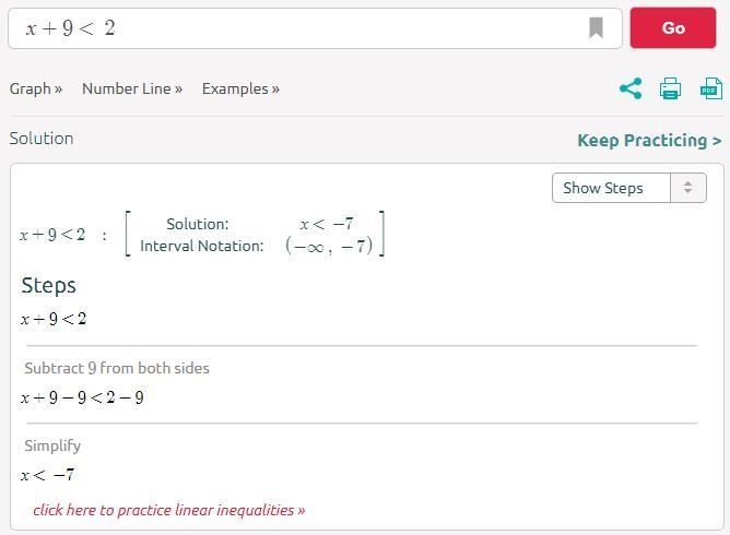 What is the equation is x+9<2-example-1