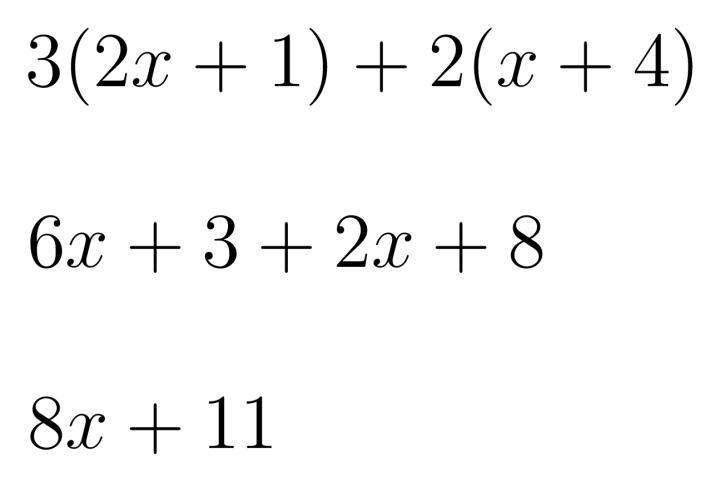 Please help 3(2x+1)+2(x+4)-example-1