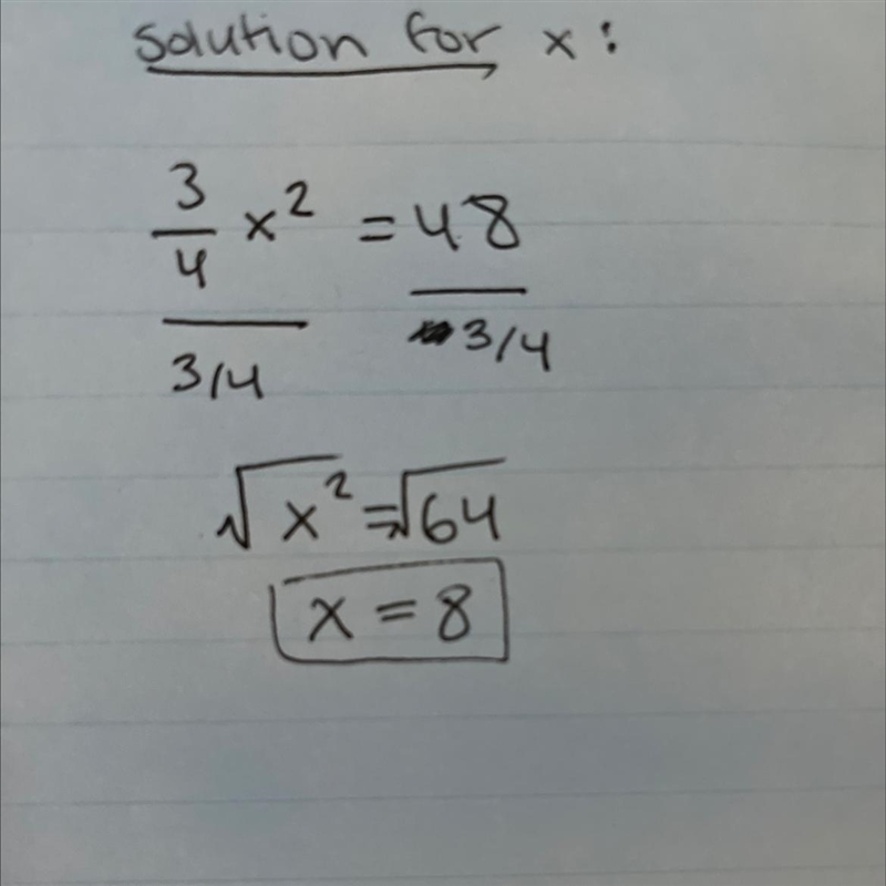 What are the solutions to the equation 3/4x^2=48-example-1