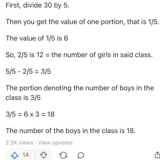 In a school election, 2/5 of the 30 candidates are girls and the rest are boys. How-example-1